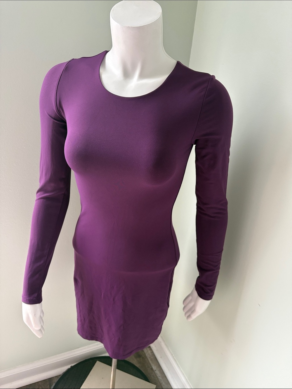 Aritzia Babaton Purple Contour Mini Dress Bodycon Long Sleeves Small